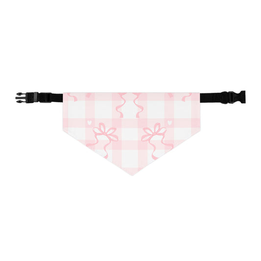 Pink & White Plaid with Coquette Bows Pet Bandana Collar - Stylish Matching Accessory for Your Pet