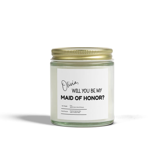 Personalized 'Will You Be My Maid of Honor?' Candle - Custom Sizes, Fragrances & Styles