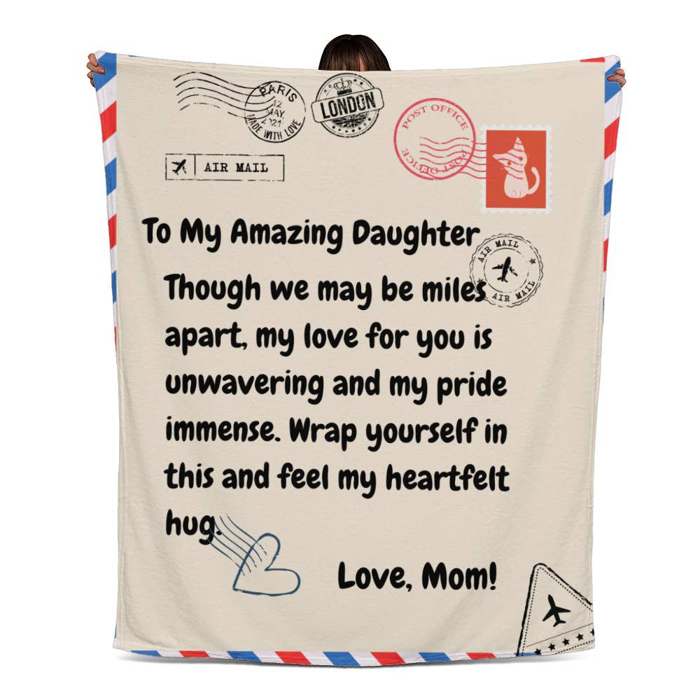 Loving Embrace - Vintage Postal-Inspired Jersey Fleece Blanket for Daughters, 50" x 60