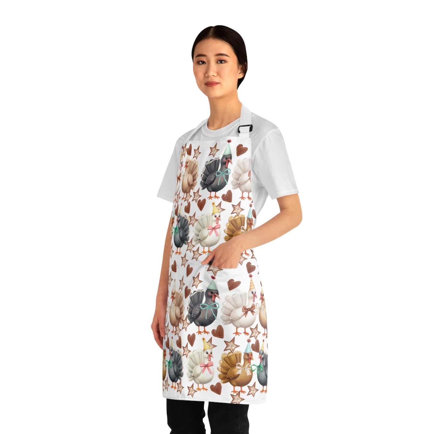 Apron - Whimsical Turkeys in Party Hats Design