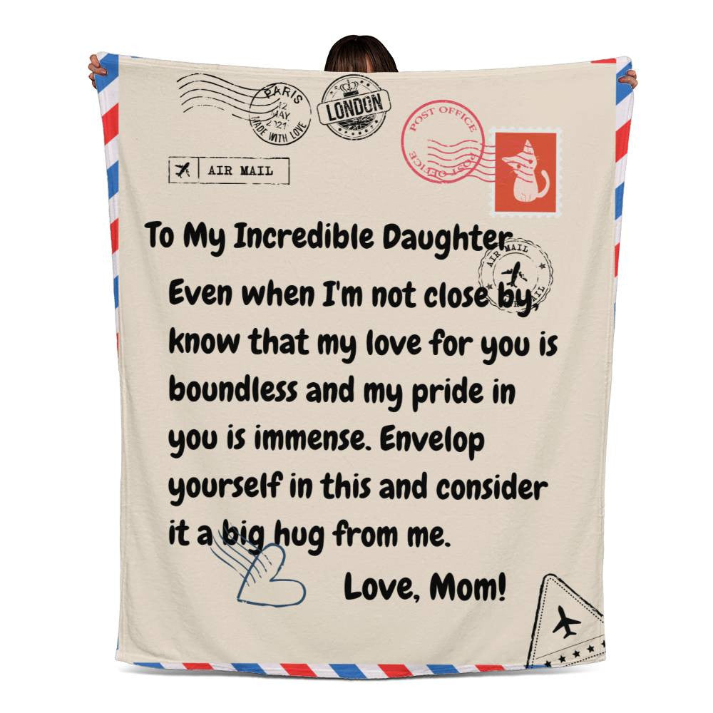 Loving Embrace - Vintage Postal-Inspired Jersey Fleece Blanket for Daughters, 50" x 60