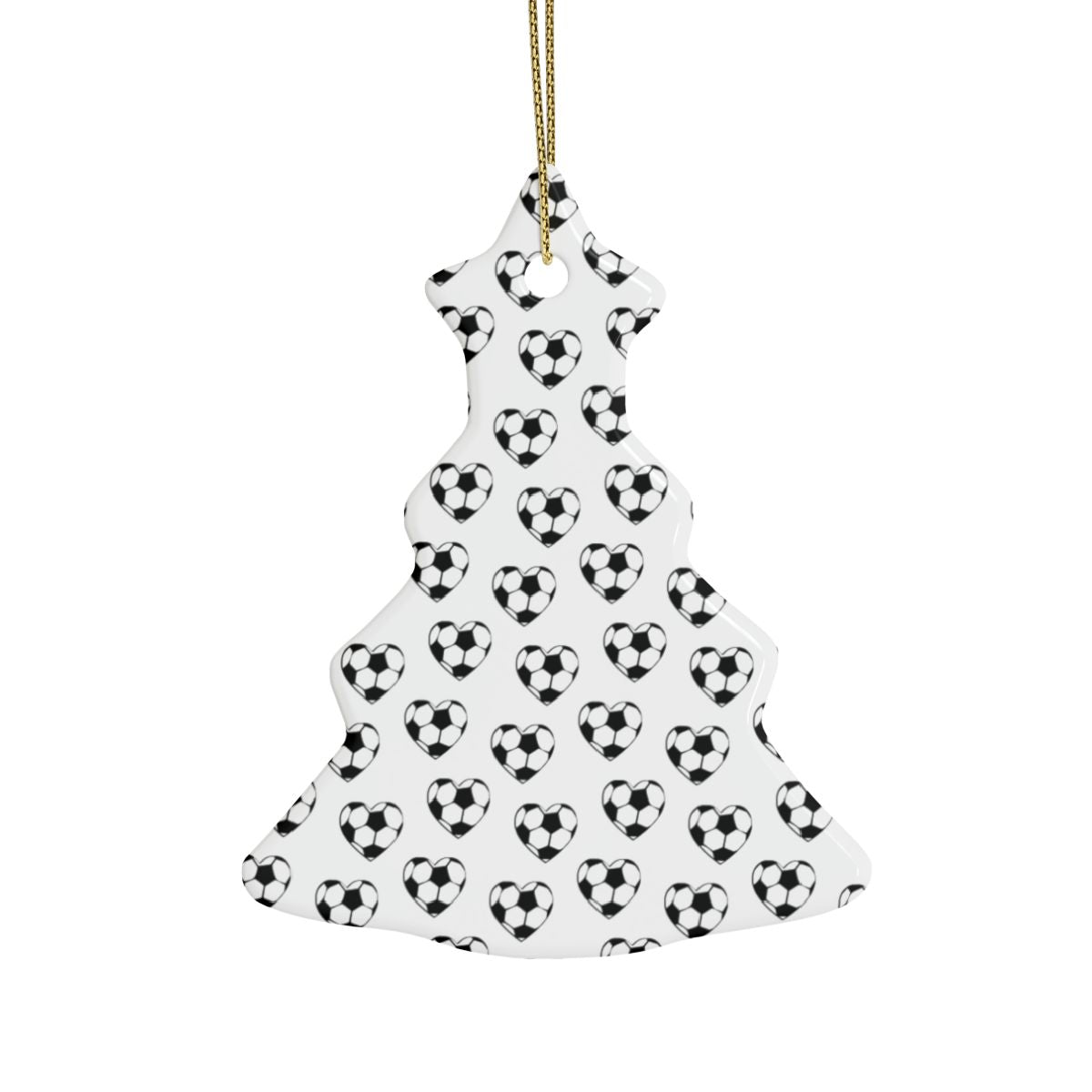 Soccer Ball Christmas Ornaments ⚽🎄 - Ceramic Heart ❤️ & Tree 🎄 Shapes for Soccer Fans!