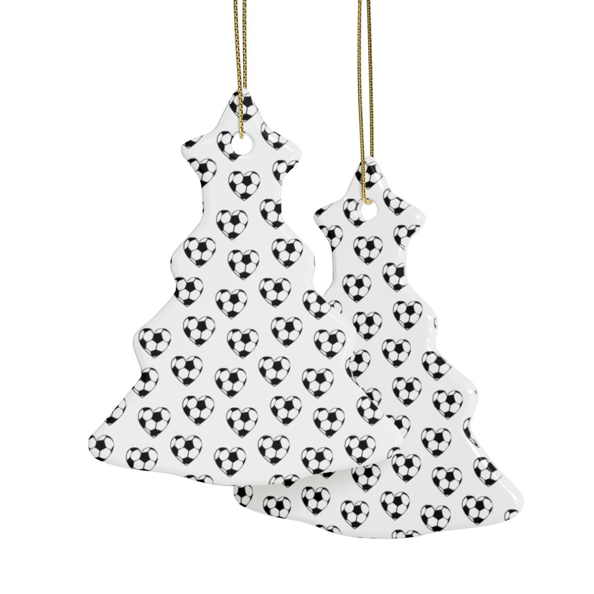 Soccer Ball Christmas Ornaments ⚽🎄 - Ceramic Heart ❤️ & Tree 🎄 Shapes for Soccer Fans!