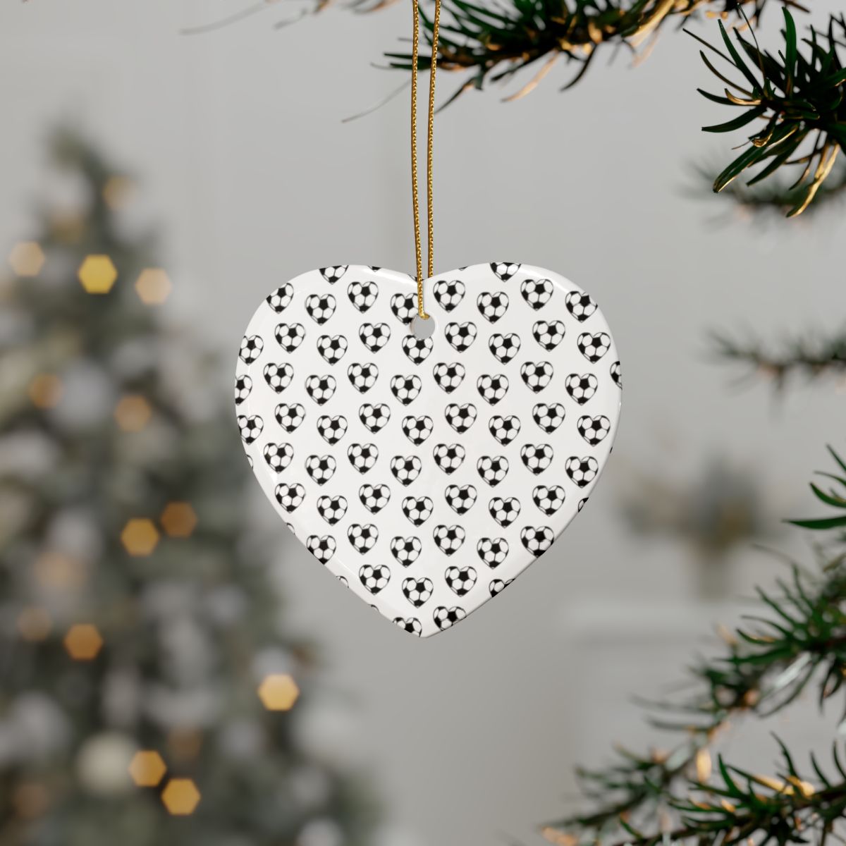 Soccer Ball Christmas Ornaments ⚽🎄 - Ceramic Heart ❤️ & Tree 🎄 Shapes for Soccer Fans!