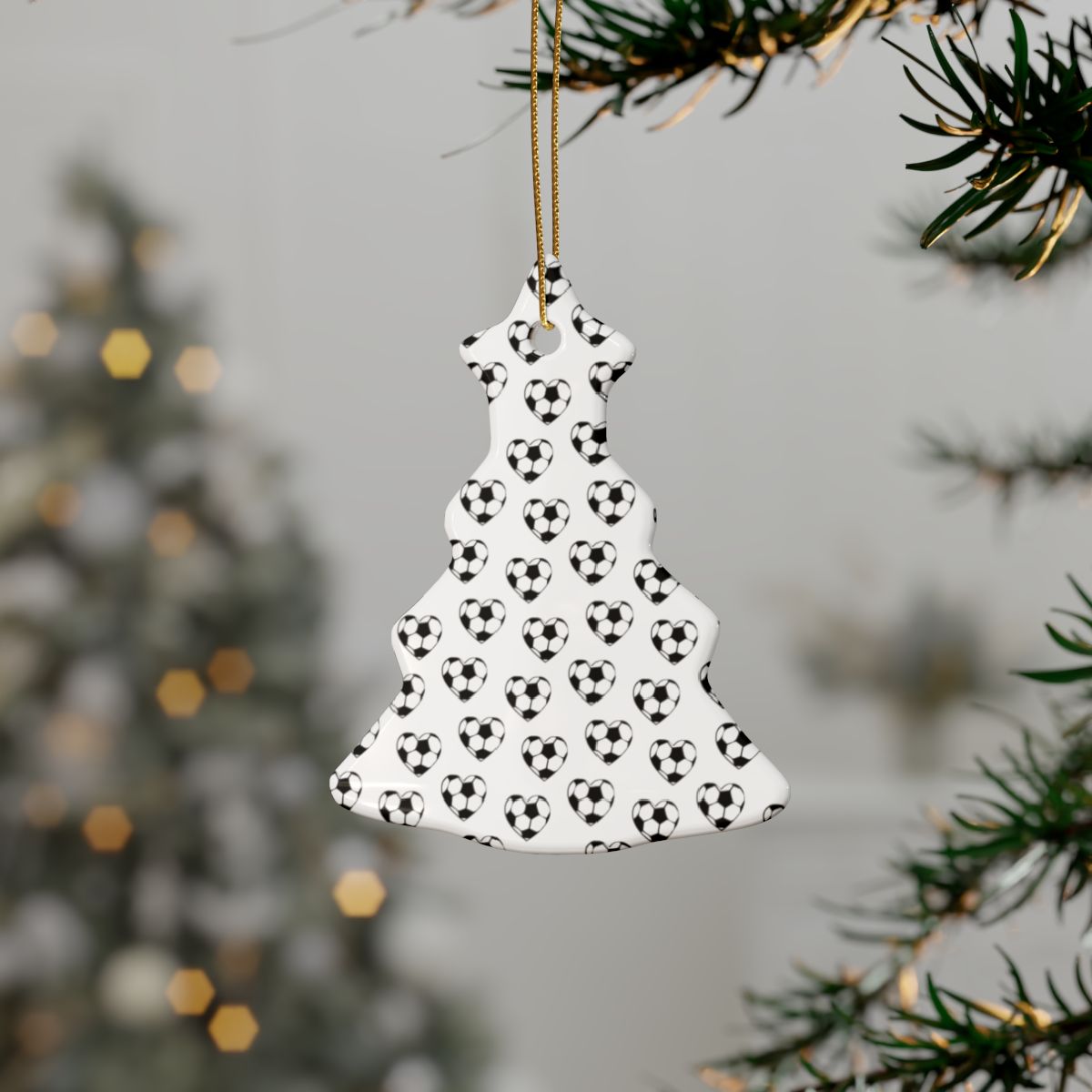 Soccer Ball Christmas Ornaments ⚽🎄 - Ceramic Heart ❤️ & Tree 🎄 Shapes for Soccer Fans!