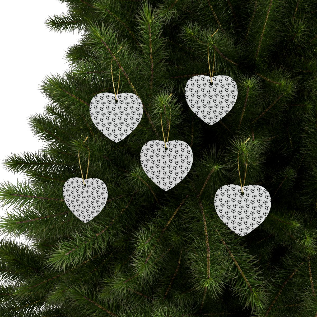 Soccer Ball Christmas Ornaments ⚽🎄 - Ceramic Heart ❤️ & Tree 🎄 Shapes for Soccer Fans!