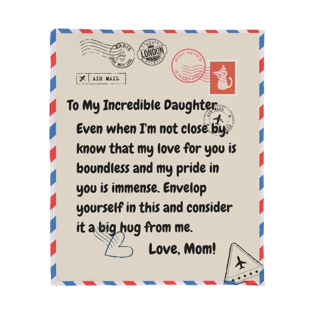 Loving Embrace - Vintage Postal-Inspired Jersey Fleece Blanket for Daughters, 50" x 60