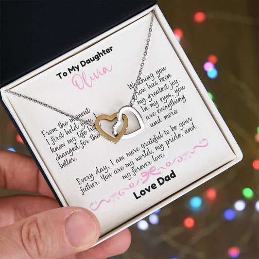 Heartfelt "To My Daughter" Interlocking Hearts Necklace - Gift from Dad