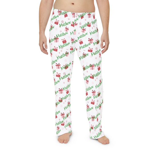 Personalized Christmas Pajama Pants - Custom Name AOP Family Pajama Pants for Men, Women & Kids - Festive Holiday Gift