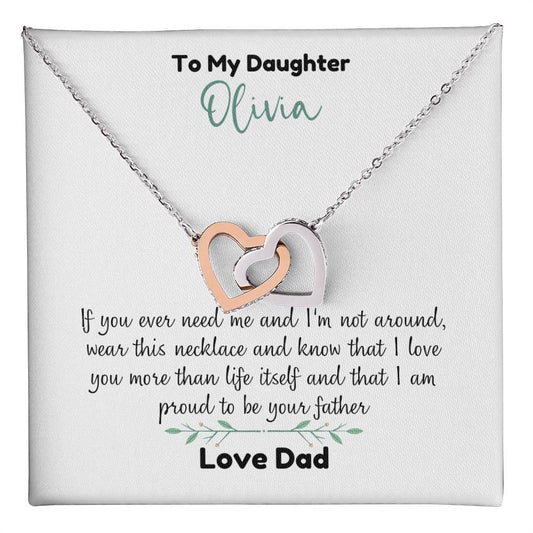 Heartfelt "To My Daughter" Interlocking Hearts Necklace - Gift from Dad